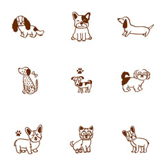 A unique collection of hand drawn dog icons an elegant touch for pet care branding