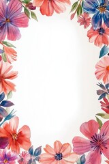 Obraz premium watercolor paint of Floral boarder frame isolated on white background