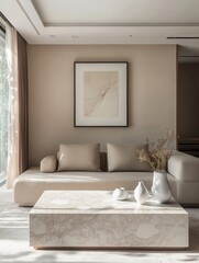 Fototapeta premium Spacious Living Room with Natural Light and Design Elements