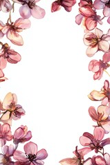 watercolor paint of Floral boarder frame isolated on white background