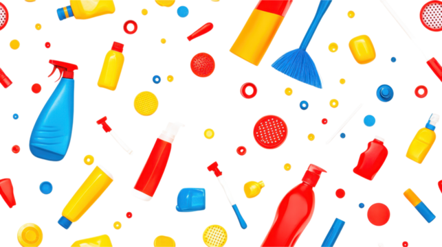 Colorful Cleaning Supplies Pattern Design