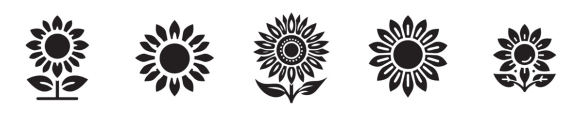 beautiful vector set of sunflower icons