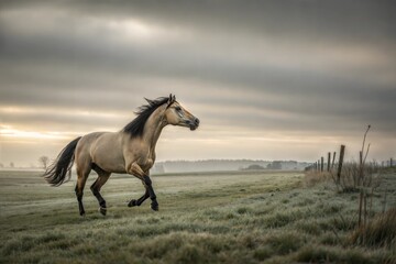 Obraz premium horse running in the field
