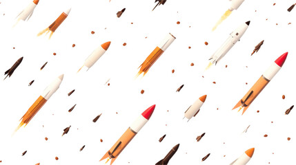 A mesmerizing pattern of rockets soaring through the cosmos, showcasing the wonders of space exploration and technological innovation.