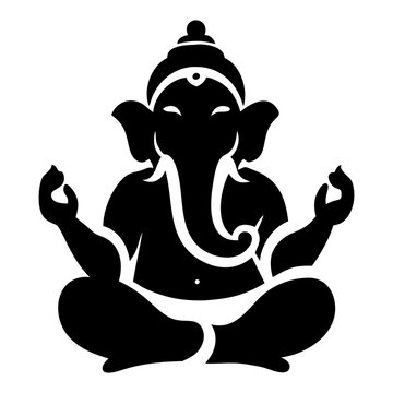 black ganesha meditating pose clip art preview