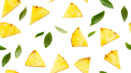 Vibrant Pineapple Slices Pattern with Fresh Leaves