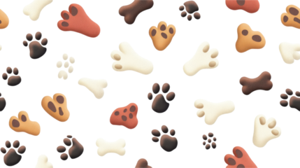 Adorable Dog Paw Prints and Bones Pattern Design