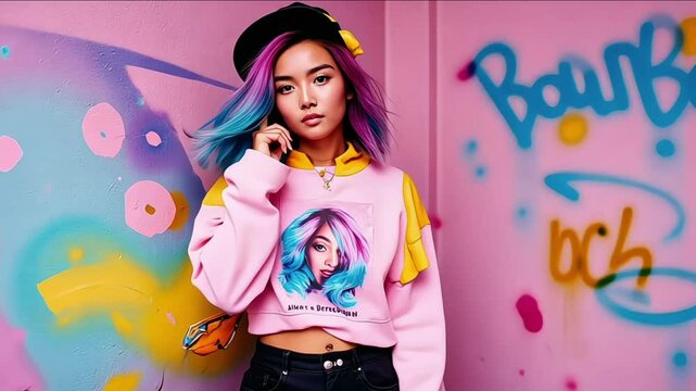Beautiful girl, graffiti Artist