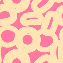 Pink abstract print, header, background, seamless pattern with different rounds. Vector 