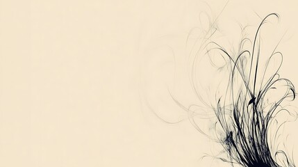 Abstract Beige Background With Dark Linear Art