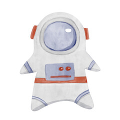 Watercolor Astronaut in Spacesuit Cartoon Clipart Illustration for Textile, Print and Web Design