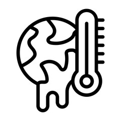 Global Warming Vector Line Icon Design
