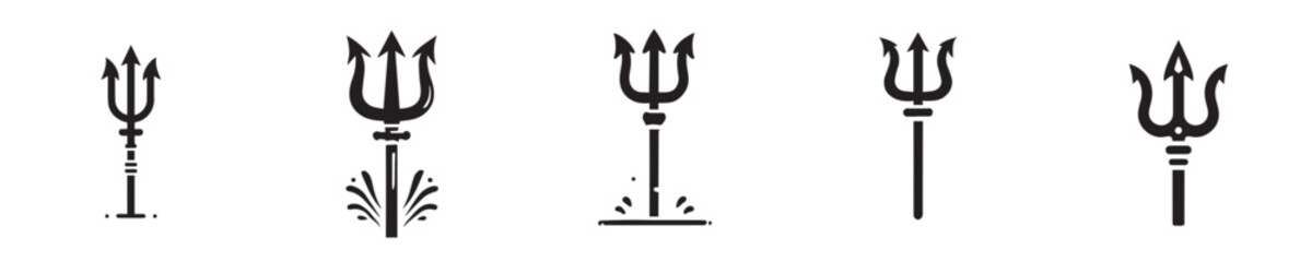 vector set of trident silhouettes
