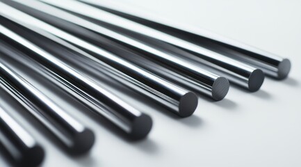 Smooth Metal Rods on Light Background for Industrial Design Use