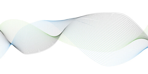 Fototapeta premium Abstract wavy blue and grey curved lines on transparent background. Frequency sound wave lines and technology background, Design for brochure, flyer, banner, template, business wave lines background.