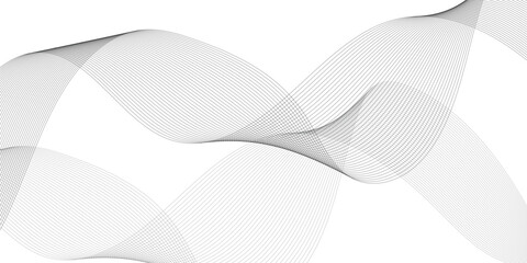 Gray and white Technology and business wave lines on transparent background. Frequency sound wave, twisted curve lines with blend effect	
