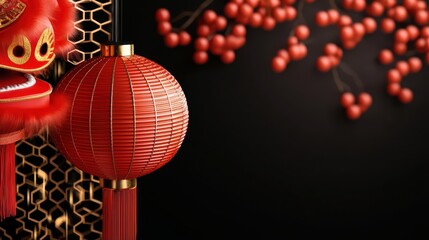 Fototapeta premium Elegant Red Lantern and Decorations for Cultural Celebration