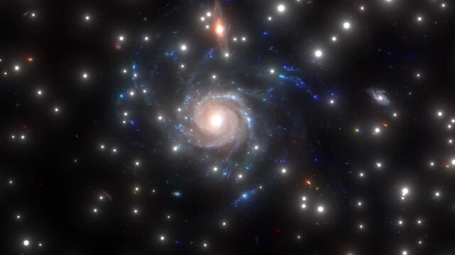 Spiral Galaxy Twirling Rotation With Stars Fly Through Across Interstellar Space with Millions Of Stars. Space Background 3D Abstract ProRes 4K. Elements of this image furnished by NASA.