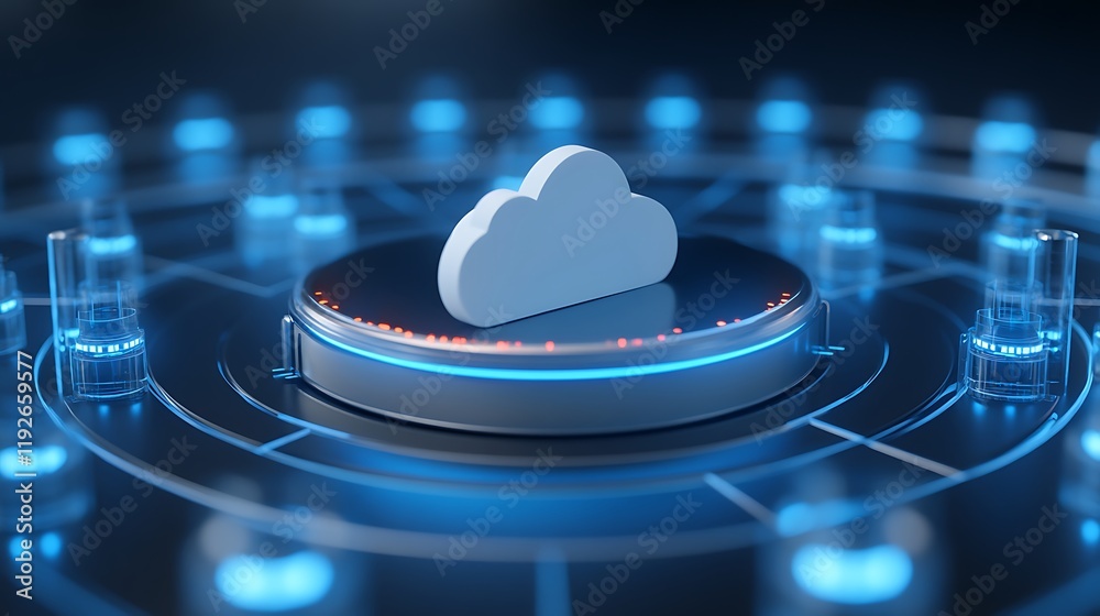 Poster modern cloud computing concept with abstract digital background and futuristic design elements