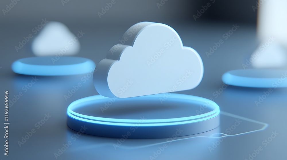 Poster modern cloud computing concept with abstract technology design and glowing circles