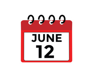 Fototapeta premium June 12 - Daily Calendar Icon with day of month 