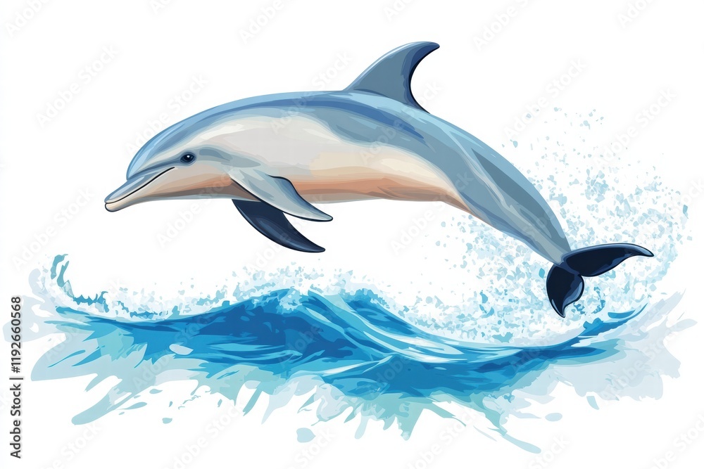Aufkleber dolphin jumping above waves in a bright ocean setting capturing the essence of marine life. generati