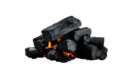Burning charcoal isolated on Transparent Background.