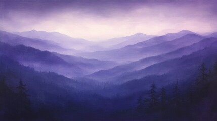 Naklejka premium Purple Haze Mountain Landscape Painting