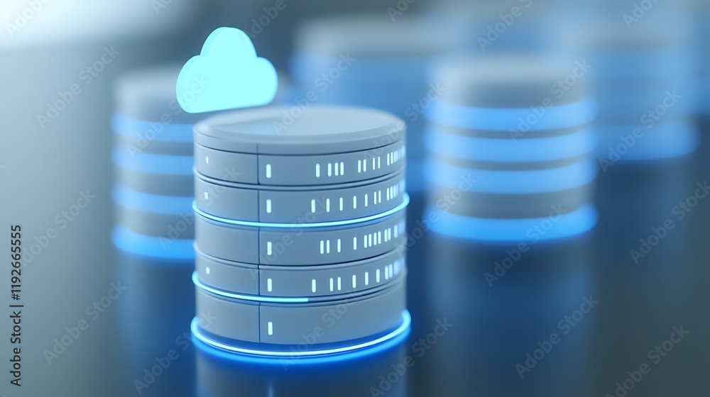 Poster modern data storage concept with cloud computing and server technology in a digital environment