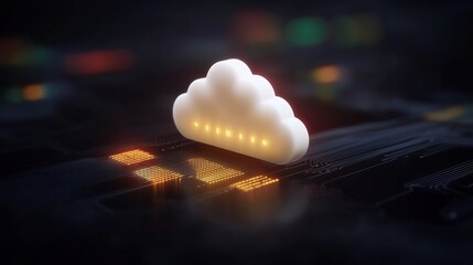 Glowing Cloud Data Storage Modern Technology. AI Generated