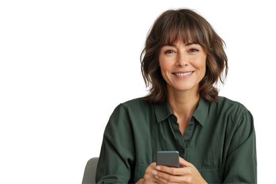 Busy business woman executive using laptop on transprent