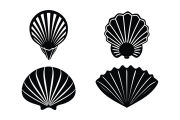 Set of sea shells silhouette art illustration5.eps