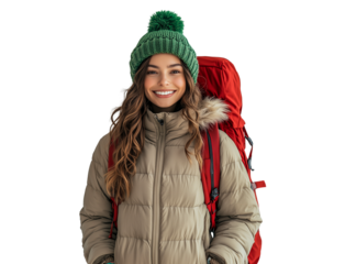 woman in winter clothes isolated on white