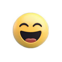 Fototapeta premium A 3D rendering of a happy, laughing emoticon. isolated on transparent background.
