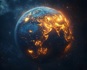 Vibrant Glowing Earth with Interconnected Waterways Representing Life and Ecosystems