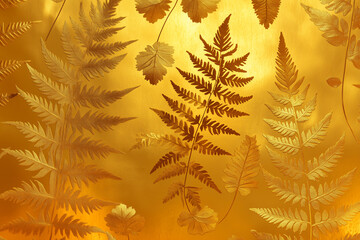 Gold Foil Ferns and Leaves Seamless Pattern for Elegant Designs