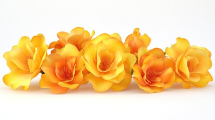 An artistic arrangement of yellow roses forming a circular pattern on a white background.