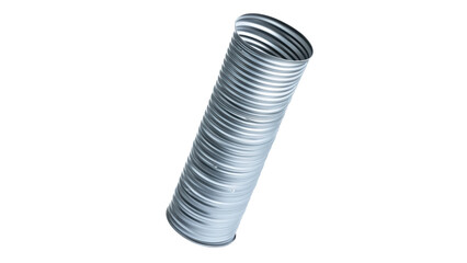 One metal pipe concept, Metallic cylindrical object with ridges on transparent background.
