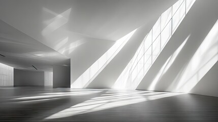 An empty, bright room with a clean wall, natural wood flooring, and sunlight patterns creating an airy feel.