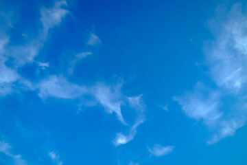 Wispy Clouds Scattered Across a Peaceful Clear Blue Sky