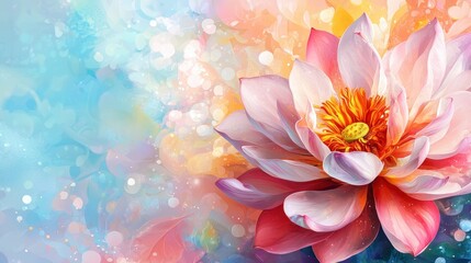 Fototapeta premium Beautiful Pink Lotus Flower with Colorful Background and Soft Hues