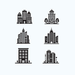 Obraz premium Minimalist vector icon of a modern building with sharp geometric lines and a clean, flat design style, perfect for use in architecture, real estate, or construction themes