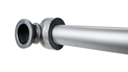 One metal pipe concept, Close-up of a metallic pipe fitting on transparent background.