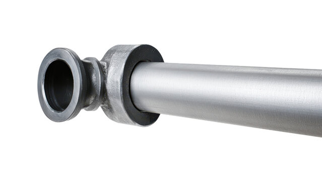 One metal pipe concept, Close-up of a metallic pipe fitting on transparent background.