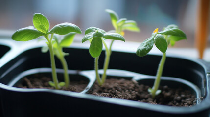 Growing seedlings in a nurturing environment under soft light for a vibrant start to plant life
