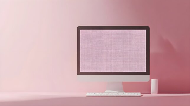 A digital template mockup displayed on a computer screen, set against a soft, neutral-colored background, ideal for showcasing branding or graphic design projects. 