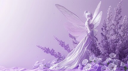 Fototapeta premium A 3D render of a fairy in a lavender field.