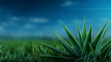 Serene agave plants bathed in soft evening light subtly illuminate a tranquil landscape. AI Generated