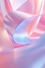 Futuristic abstract metallic background with iridescent gradient showcasing pastel tones of pink, blue, and lavender with soft light reflections for modern design applications