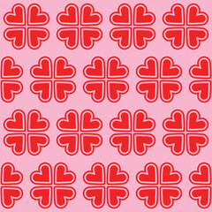 Red love heart seamless pattern illustration vector. Cute romantic pink hearts background design print.